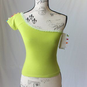 Pretty Girl Lime Green Top Shirt Juniors size S NWOT